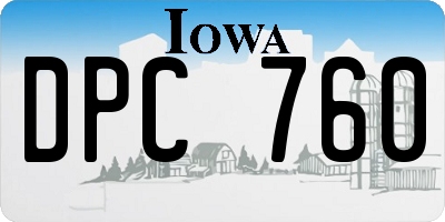 IA license plate DPC760