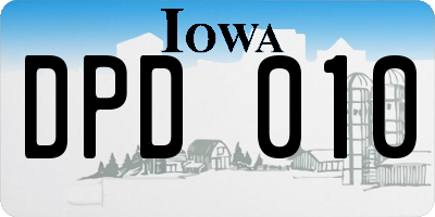 IA license plate DPD010