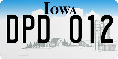 IA license plate DPD012