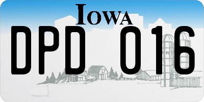 IA license plate DPD016