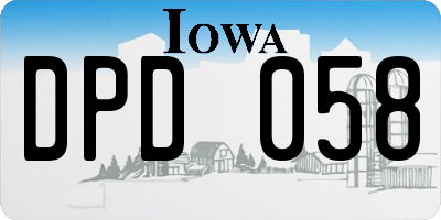 IA license plate DPD058