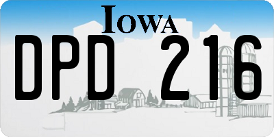 IA license plate DPD216