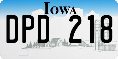 IA license plate DPD218