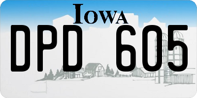 IA license plate DPD605