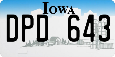 IA license plate DPD643