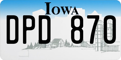 IA license plate DPD870
