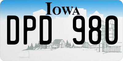 IA license plate DPD980