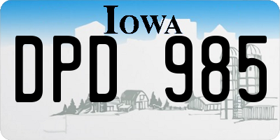 IA license plate DPD985