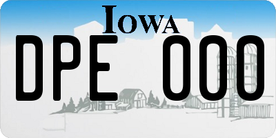 IA license plate DPE000