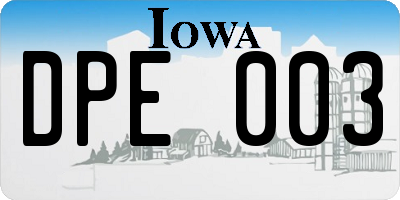 IA license plate DPE003