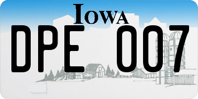 IA license plate DPE007