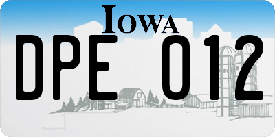 IA license plate DPE012