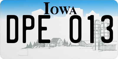 IA license plate DPE013