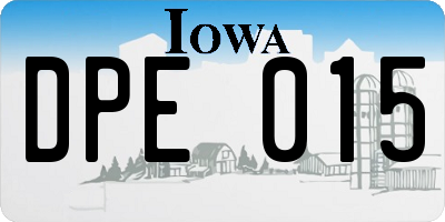 IA license plate DPE015