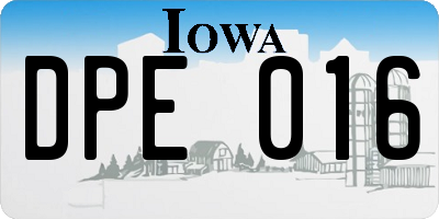 IA license plate DPE016