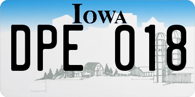 IA license plate DPE018