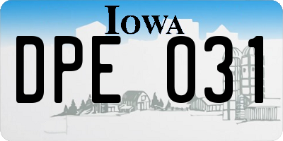 IA license plate DPE031