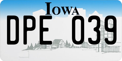 IA license plate DPE039