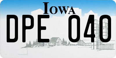 IA license plate DPE040