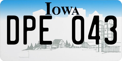 IA license plate DPE043