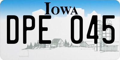 IA license plate DPE045