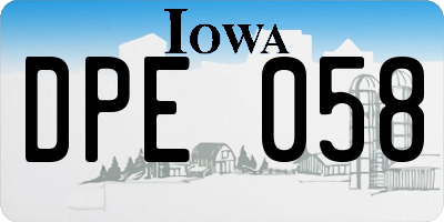 IA license plate DPE058