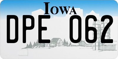 IA license plate DPE062