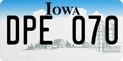 IA license plate DPE070