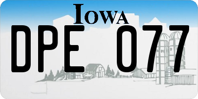 IA license plate DPE077