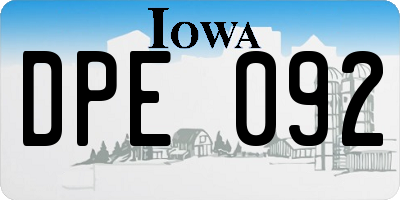 IA license plate DPE092