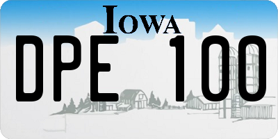 IA license plate DPE100