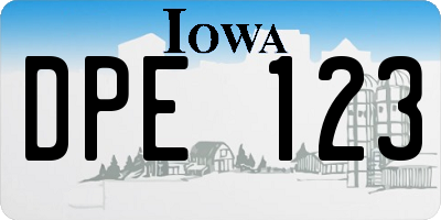 IA license plate DPE123