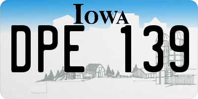IA license plate DPE139
