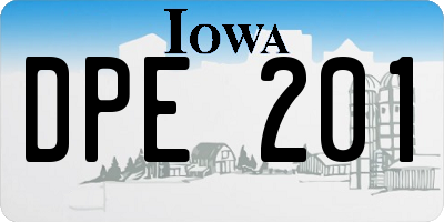 IA license plate DPE201