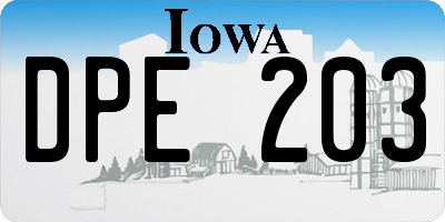 IA license plate DPE203