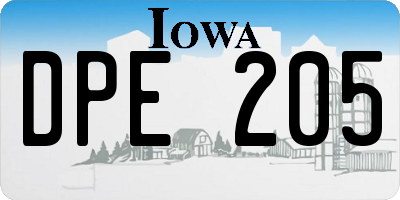 IA license plate DPE205