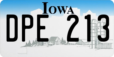 IA license plate DPE213