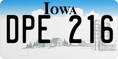 IA license plate DPE216