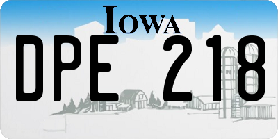 IA license plate DPE218