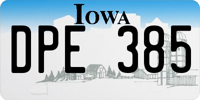 IA license plate DPE385