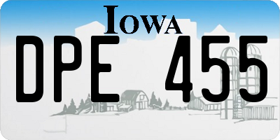 IA license plate DPE455