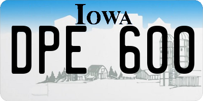 IA license plate DPE600