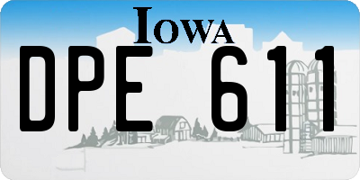 IA license plate DPE611