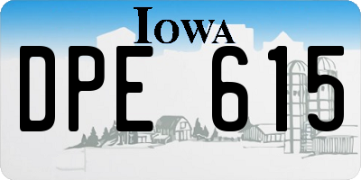 IA license plate DPE615