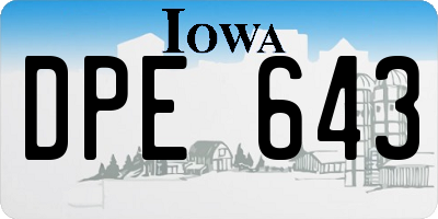 IA license plate DPE643
