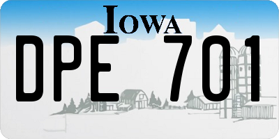 IA license plate DPE701