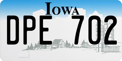 IA license plate DPE702