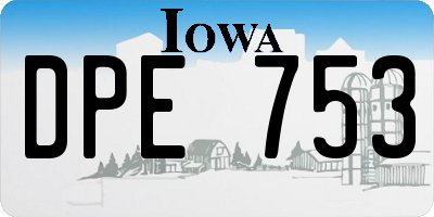 IA license plate DPE753