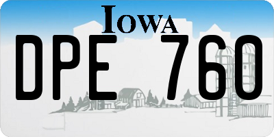 IA license plate DPE760