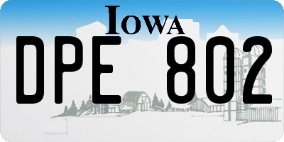 IA license plate DPE802